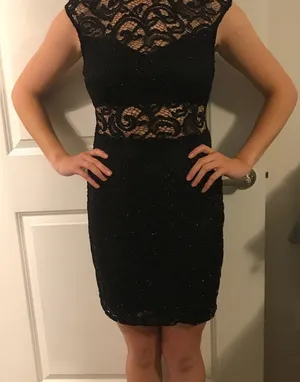 NWOT Black lace open cut dress thumbnail 1