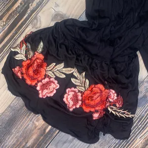 Floral Embroidered Black Blouse Size 2X thumbnail 3