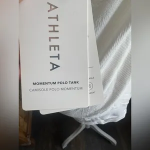NWT ATHLETA Momentum Polo Tank top 1/4 Zip Neck White size‎ Small thumbnail 8