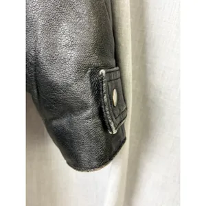 Vintage Comint‎ Mixed Leather Suede Coat 1X Oversized Drawstring Black thumbnail 5