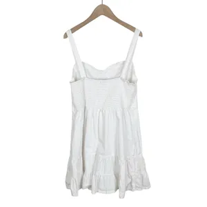 American Eagle Corset Smocked Back Fit & Flare Mini Dress in White Size Large thumbnail 3