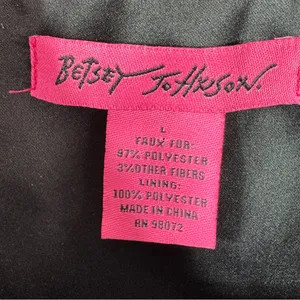 Betsey Johnson Faux‎ Fur Vest Black Metallic Silver Shimmer Large thumbnail 9