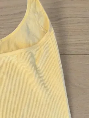 Suzette Collection Yellow Ribbed Halter Crop Top thumbnail 5
