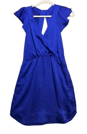 BCBGeneration‎ Mini Dress Womens XS Blue Flutter Sleeve Surplice V-Neck Cocktail thumbnail 1