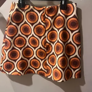 Cider Retro Circle Mini Skirt in Orange and Brown thumbnail 2