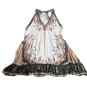 Free People Pink Black Boho Paisley Halter Mini Dress Sleeveless Small Women's thumbnail 1
