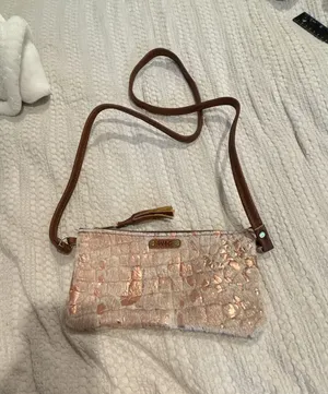 WAG Wild Goose Hair-On-Hide Leather Crossbody Wristlet with Rose Gold Foil thumbnail 1