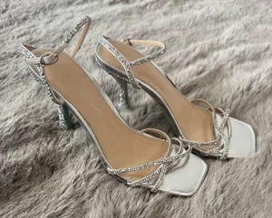 Betsey Johnson Silver Rhinestone Heels 7.5 thumbnail 1