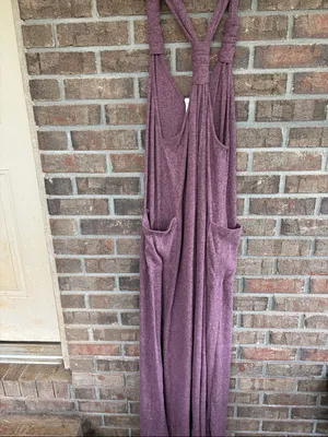 Mauve Knit Wide-Leg Jumpsuit with Knotted Straps thumbnail 2