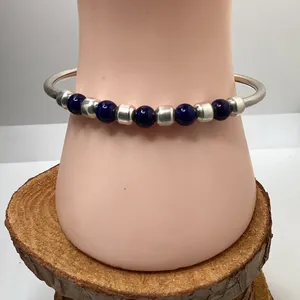 Silpada Sterling Silver and Blue Sodalite beaded flexible cuff bracelet. thumbnail 9