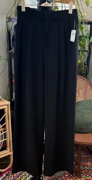 NWT GAP Black 365 High Rise Wide Leg Dark Academia Classic Preppy Trouser Pants thumbnail 1