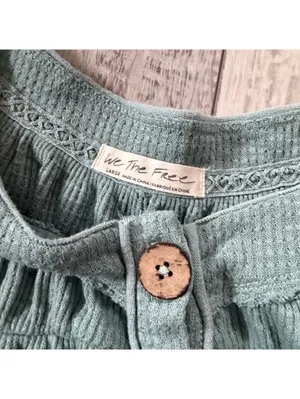 Free People We the Free Must Have Henley Waffle Aqua blue Long Sleeve size large thumbnail 9