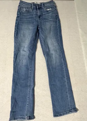 Vervet Blue Womens Medium Wash Distressed Straight Leg Jeans Measured Size 24 thumbnail 1
