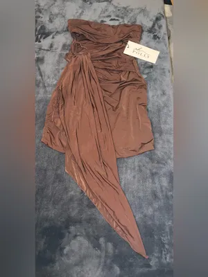 Oh Polly Natalya Bandeau Mini Dress in Chocolate Brown Size 4 New with tag thumbnail 9
