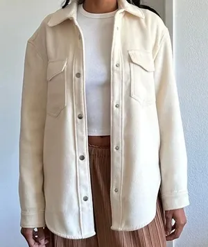 Abercrombie & Fitch Oversized Shacket Shirt Jacket Cream Size XL thumbnail 1