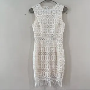 Lulus‎ Kenna White Crochet Lace Sleeveless Bodycon Dress MEDIUM thumbnail 8
