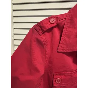 Vintage CLIO Red Button Up Utility Jacket Size 4‎ Pockets Cotton Collar thumbnail 4