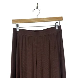 Freckled Poppy Ribbed Solid Wide Leg Pants Brown Boho High Waist Size M thumbnail 2