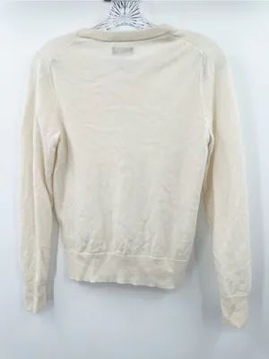 Quince Women's Ivory Mongolian Cashmere V-Neck Sweater Size Small thumbnail 3