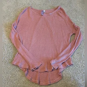 Pink‎ waffle knit long sleeve Pink thumbnail 1