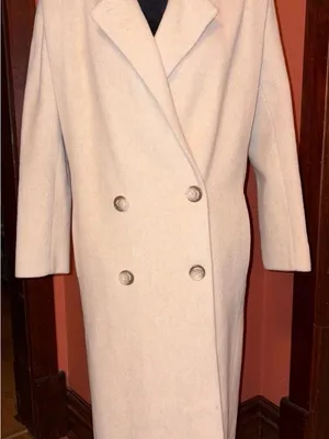Britanny Originals Wool Double-Breasted Cream Long Coat thumbnail 2