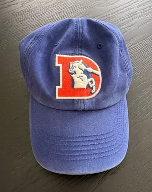 Vintage Blue Baseball Cap with Red D Patch Logo thumbnail 1
