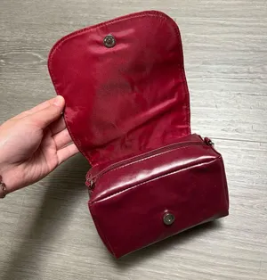 Peanuts snoopy burgundy red faux leather crossbody bag thumbnail 2