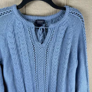 Vintage American Eagle Sweater Womens XL Blue Cable Knit Flare Sleeve Fisherman thumbnail 2