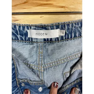Hidden Women's High-Waisted Denim Destroyed Shorts Frayed Hem Size Large New wit thumbnail 6