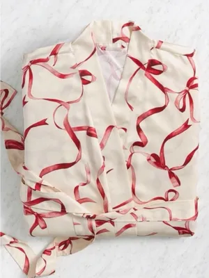 Monique Lhuillier Pottery Barn Aubree Bow Robe size XS/S thumbnail 1
