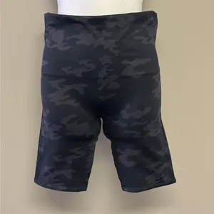 SPANX Women’s Black Camo High Rise Textured Pull-on Nylon Biker Shorts- Large thumbnail 2