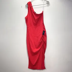 Lulus Red Centered on Style One-Shoulder Ribbed Bodycon Slit Midi‎ Dress Size XL thumbnail 5