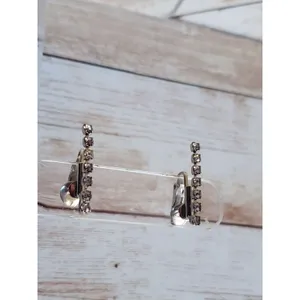 Vintage Screw On Earrings - Clear Gem Strand Dangle 7/8" thumbnail 4
