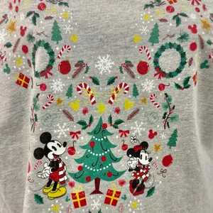 Disney Mickey Mouse Ears Friends Gray Christmas Holiday Tee Shirt Women's size L thumbnail 5