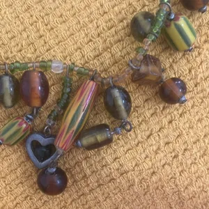 Elegant Green and Brown Beaded choker Necklace thumbnail 2