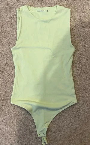 Abercrombie & Fitch Lime Green Ribbed Sleeveless Bodysuit thumbnail 1
