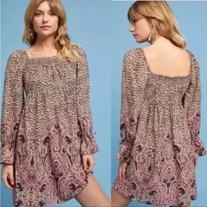 Anthropologie Maeve Brown‎ Pink Leopard Paisley Print Milo Dress thumbnail 2