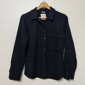 Abercrombie & Fitch Oversized Textured Tweed Button Up Shacket Small Black Coat thumbnail 2