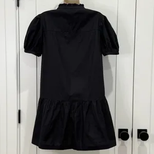 French Connection Poplin Mini Dress Puff Sleeve Black Small Preppy Coastal Chic thumbnail 9