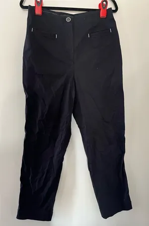 Maeve Black High Rise Straight Leg Pants 10 Stretch Preppy Minimalist Cotton thumbnail 1