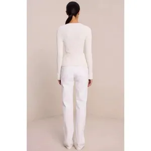 NWT A.L.C. Miller Rib Knit Cardigan White‎ Button Front V-Neck Sweater Small thumbnail 5