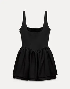 Zara dress mini corset inspired ruffled balloon bodycon summer cocktail wedding thumbnail 16