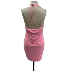 White Fox Boutique The Long Run Mini Dress Pink Halter Bodycon Size XL‎ thumbnail 8