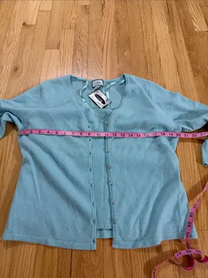NWT Vintage Blue Cashmere Cardigan Tank Top Matching Set Sz XL thumbnail 4
