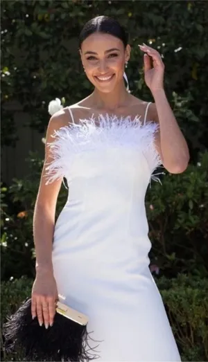 Elliatt | Harley‎ Dress In Ivory With Feathers Size XS thumbnail 1