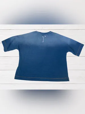 Wild‎ Palms Indigo Blue Bird Graphic Boxy Pocket Top Size Small thumbnail 2