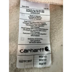 Carhartt Womens Relaxed Fit Hoodie Cream Logo Sleeve‎ Pullover 102791 M 8-10 thumbnail 6