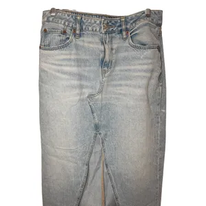 American Eagle Low Rise Maxi Denim Skirt Light Wash Front Slit Size 4 Western thumbnail 3