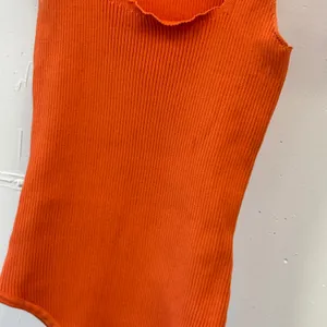 Happily Grey Women's Ribbed Square Neck Bodysuit Orange Size Small‎ Sleeveless thumbnail 3