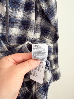 American Eagle Plaid Button Down With Hood Blue Size Small thumbnail 6
